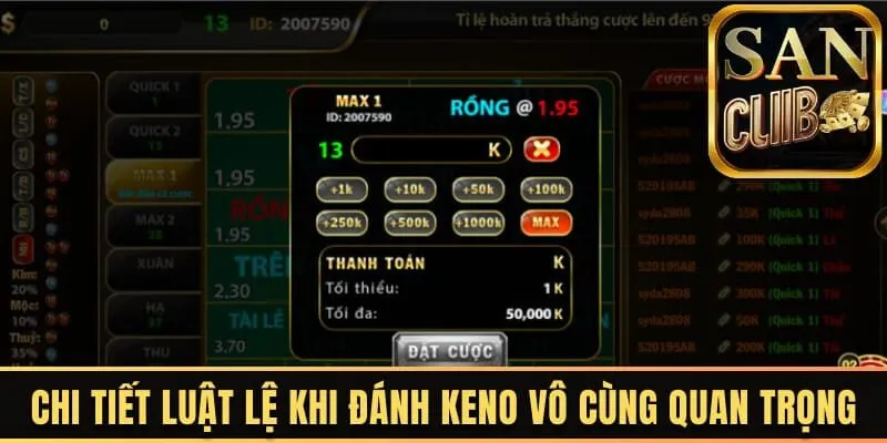 Chi tiết luật lệ khi đánh Keno vô cùng quan trọng